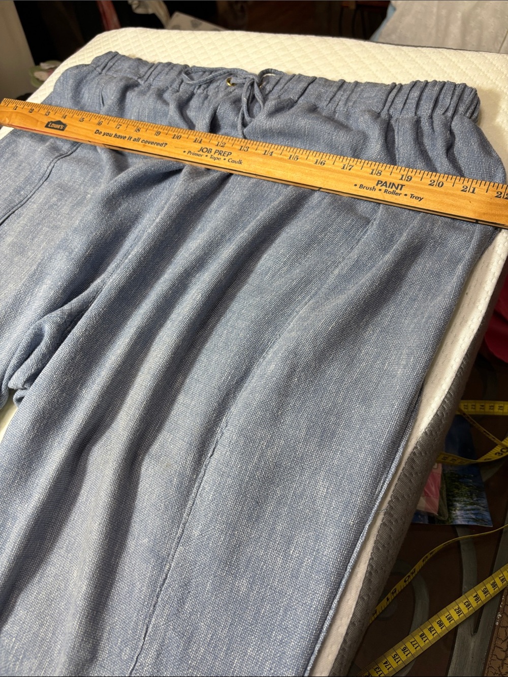 Ellen Tracy Light Blue Women’s Drawstring Linen-Blend Pants - Picture 6 of 13
